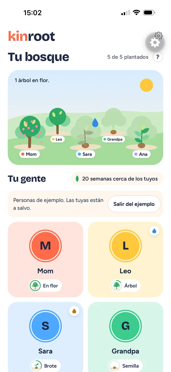 Inicio de Kinroot: tu bosque y tu gente